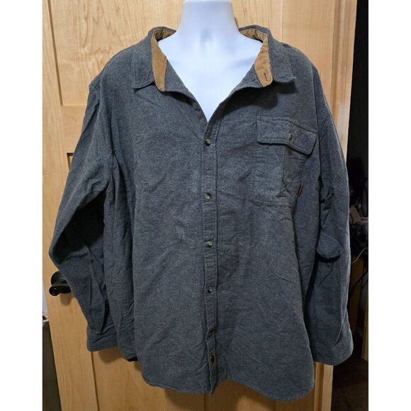 Legendary Whitetails Mens Buck Camp Flannel Shirt 4XL Charcoal Gray With Corduro - Picture 1 of 7